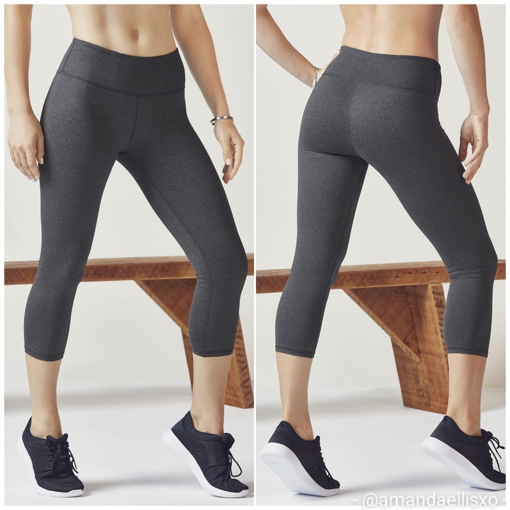 Fabletics Mid-Rise Cotton Capri Leggings Charcoal Grey